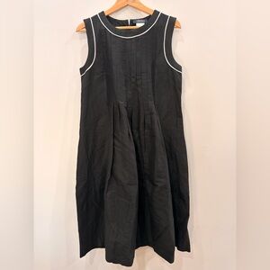 MaxMara Black Midi Dress with White Piping Trim